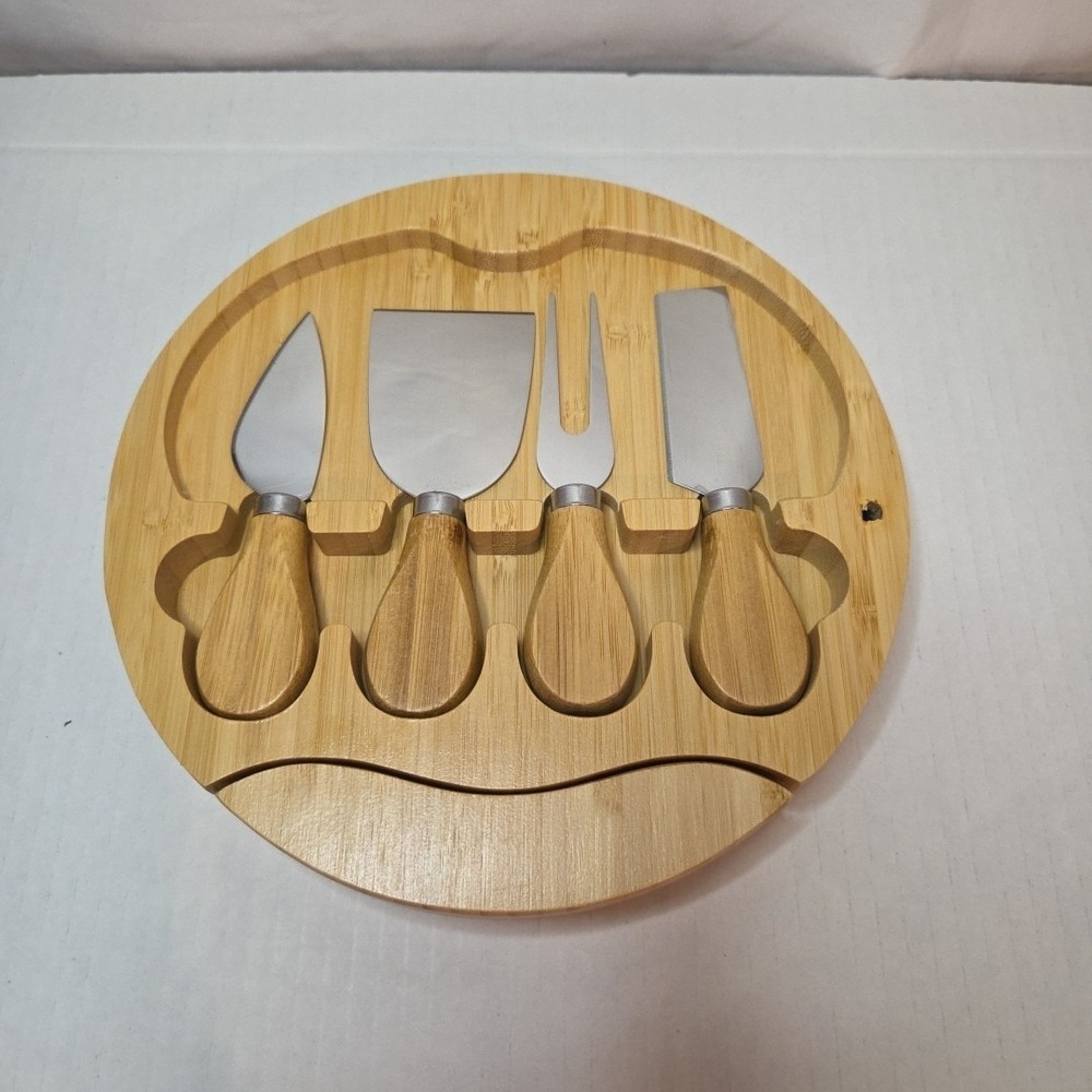 OPEN BOX -‎ Bamboo Cheese Board Gift Set, Wooden Charcuterie Serving Tray